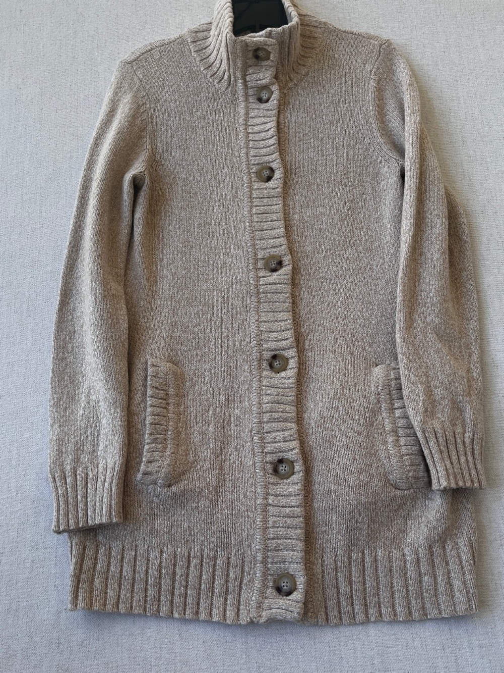 Lauren Ralph Lauren Cardigan Sweater P/M Beige Rabbit Hair Blend Long Button Frt